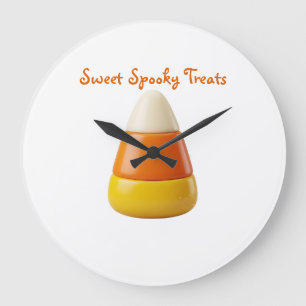 Grande Horloge Ronde Bonbons Cute Corn Halloween   Douce Art Spooky