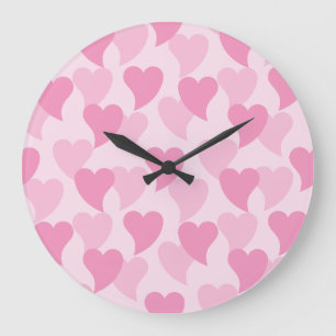 Grande Horloge Ronde Bons Coeurs Motif sans couture