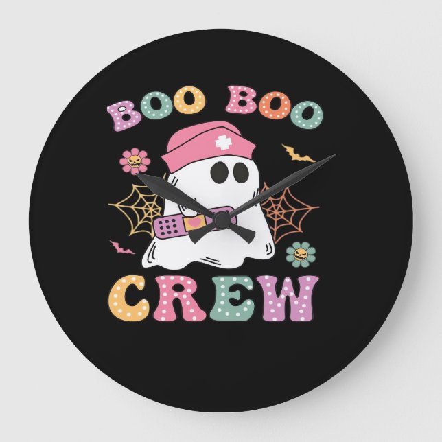 Grande Horloge Ronde Boo Boo Crew Ghost Nurse Classic T-shirt (Recto)