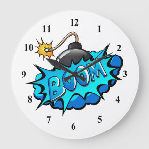 Grande Horloge Ronde Boom comique de bombe de style d'art de bruit !