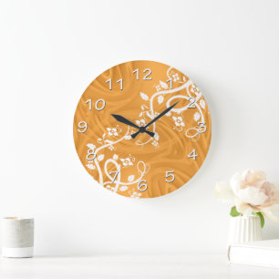 Grande Horloge Ronde Boucles au-dessus d'orange avec en filigrane et