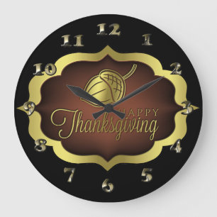 Grande Horloge Ronde Bouclier de bon thanksgiving avec maïs