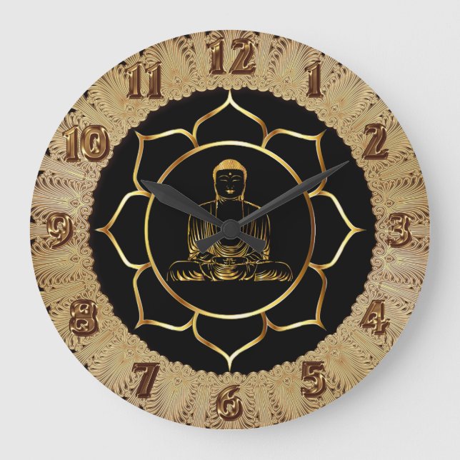 Grande Horloge Ronde Bouddha faisant la conception de méditation de (Recto)