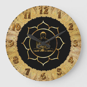 Grande Horloge Ronde Bouddha faisant yoga méditation conception spiritu