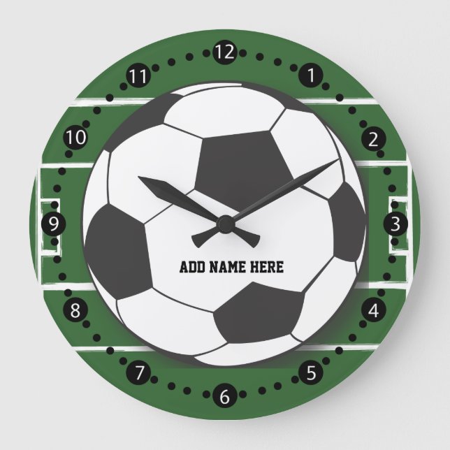 Grande Horloge Ronde Boule de football personnalisable sur le terrain (Recto)