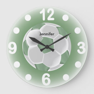 Grande Horloge Ronde Boule de soccer verte et blanche