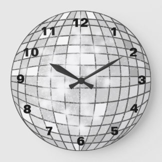 Grande Horloge Ronde Boule Disco Argent