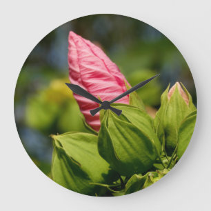 Grande Horloge Ronde Boule rose Fleur Photo Arrondi (Grande) Mur Horlog