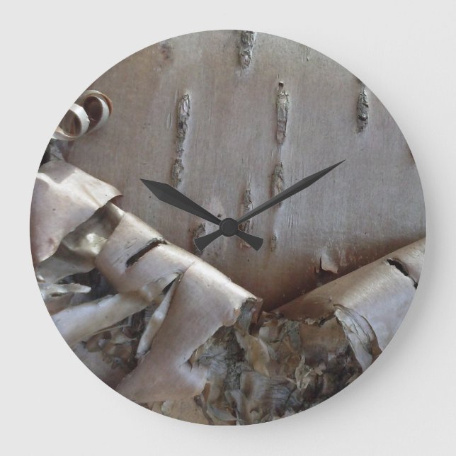 Grande Horloge Ronde Bouleau courbe écorce rustique (Recto)