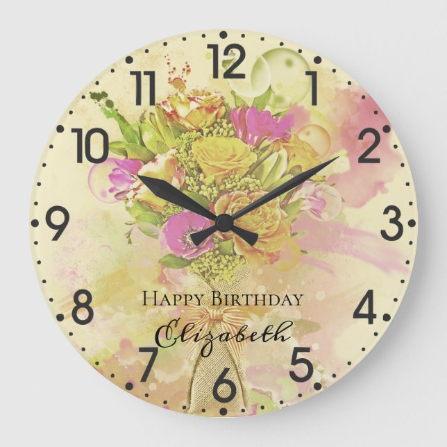 Grande Horloge Ronde Bouquet du Watercolor (Recto)