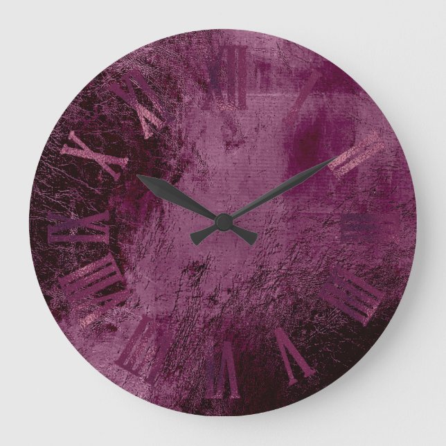 Grande Horloge Ronde Bourgogne Bordeaux Métallic Chiffres Romains minim (Recto)