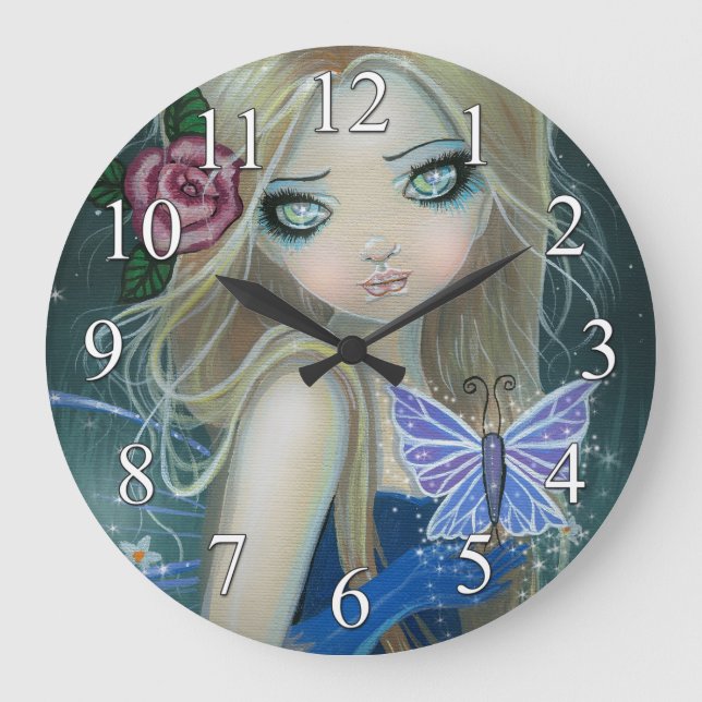 Grande Horloge Ronde Bouteille à perches Fée Imaginaire Art cadenas (Recto)