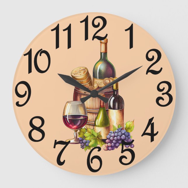 Grande Horloge Ronde Bouteilles De Vin (Recto)