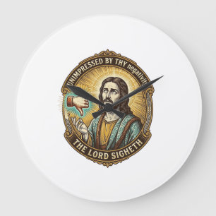Grande Horloge Ronde Bouton Jésus N'aime Pas Réseaux Sociaux Hater Trol