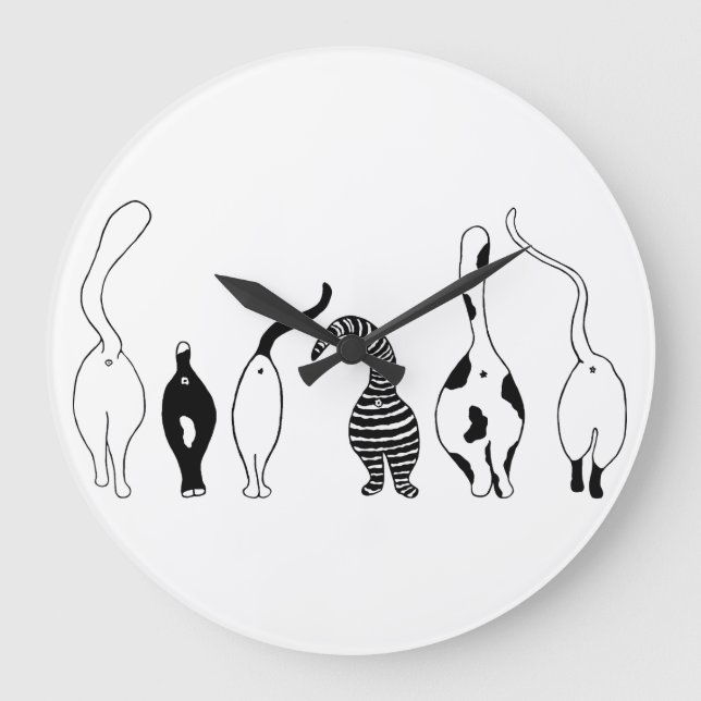 Grande Horloge Ronde Boutons de chat (Recto)