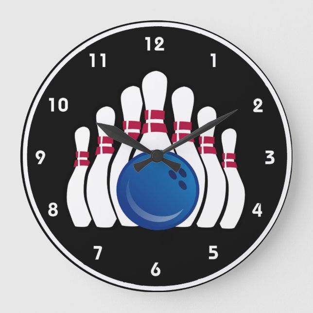 Grande Horloge Ronde Bowling Ball and Pin Design Wall Clock (Recto)