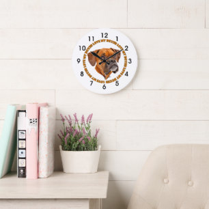 Grande Horloge Ronde Boxer Chien Aimer Mon Boxer