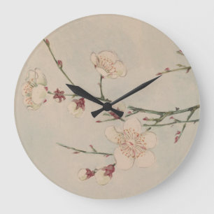 Grande Horloge Ronde branches vintages en fleurs de cerisier 