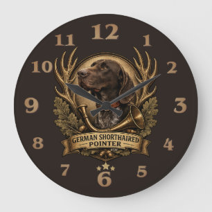 Grande Horloge Ronde Braque allemand à poil court, Cor d'harmonie Art