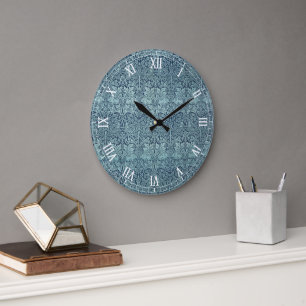 Grande Horloge Ronde Brer Rabbit par William Morris Motif de textile bl
