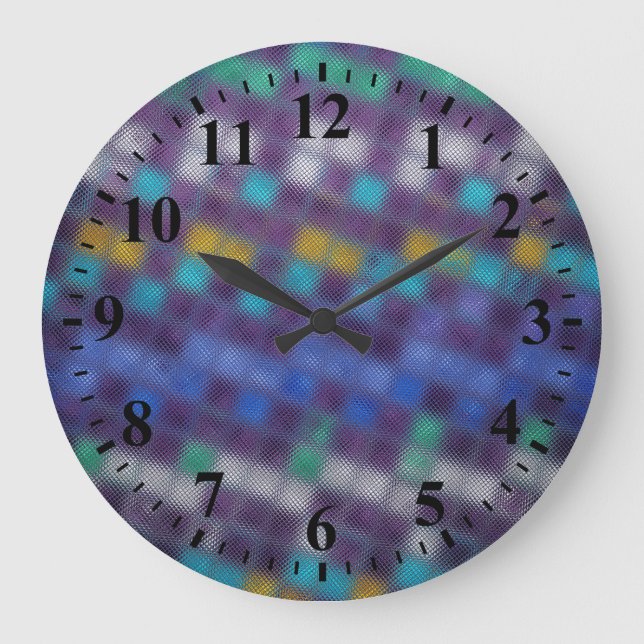 Grande Horloge Ronde Brevet abstrait de la mosaïque du verre #6 (Recto)
