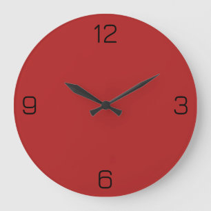Grande Horloge Ronde Brick rouge couleur B22222 - Ajouter votre nom Opt