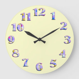 Grande Horloge Ronde Bright ivory round clock with big cute numbers 02