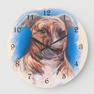 Grande Horloge Ronde Brindle Pit Bull Dog