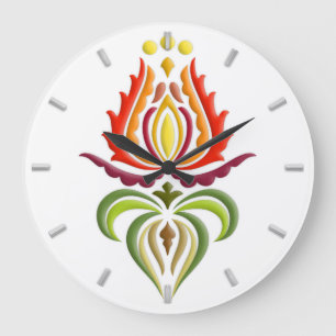 Grande Horloge Ronde Broderie de fantaisie de manteau - art populaire
