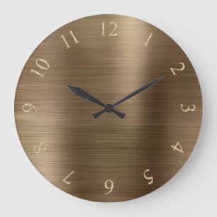 Grande Horloge Ronde Bronze Métallic Parties scintillant minimale Or US