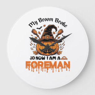 Grande Horloge Ronde Broom Broke Now Am Foreman Halloween Pumpkin_1