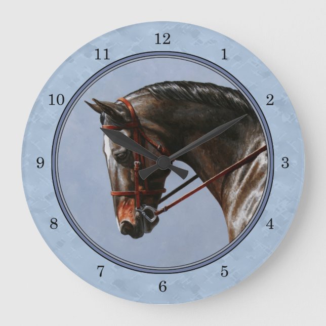 Grande Horloge Ronde Brown Bay Oldenburg Horse Portrait (Recto)