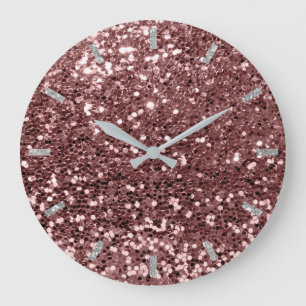 Grande Horloge Ronde Brown Chocolate Sparkly Glitter Silver Gray