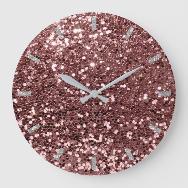 Grande Horloge Ronde Brown Chocolate Sparkly Glitter Silver Gray (Recto)