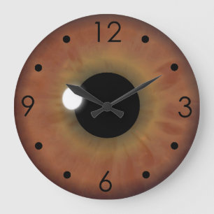 Grande Horloge Ronde Brown Eye Iris Eyeball Custom Large Round Clock