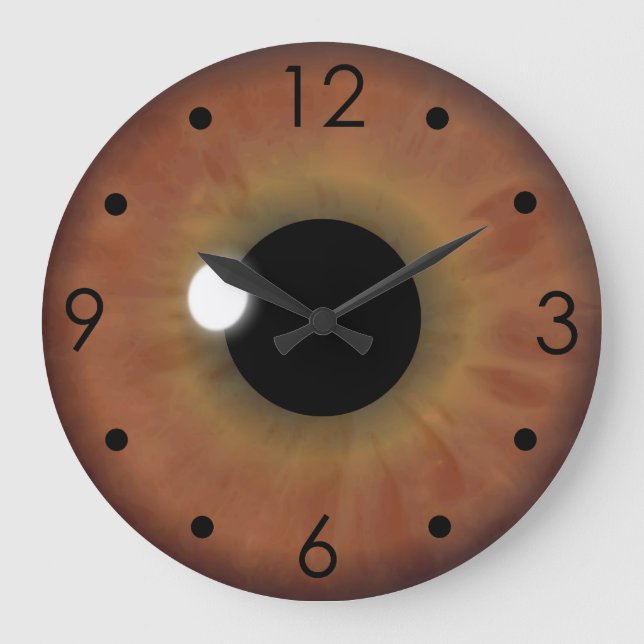 Grande Horloge Ronde Brown Eye Iris Eyeball Custom Large Round Clock (Recto)