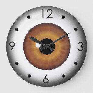 Grande Horloge Ronde Brown Eyeball Iris Eye Custom