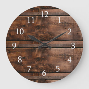 Grande Horloge Ronde Brown Rustic Dark Récupéré