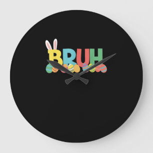 Grande Horloge Ronde Bruh Bunny Pâques mème mignon Pour Enfants _11