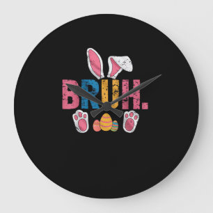 Grande Horloge Ronde Bruh Bunny Pâques mignonne mème pour les enfants _