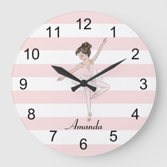 Grande Horloge Ronde Brunette fille ballerine passe classique ballet (Recto)