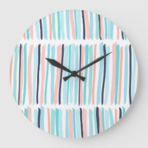 Grande Horloge Ronde Brush Strokes colorés : Scribble Vintage.