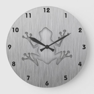 Grande Horloge Ronde Brushed metal look Frog