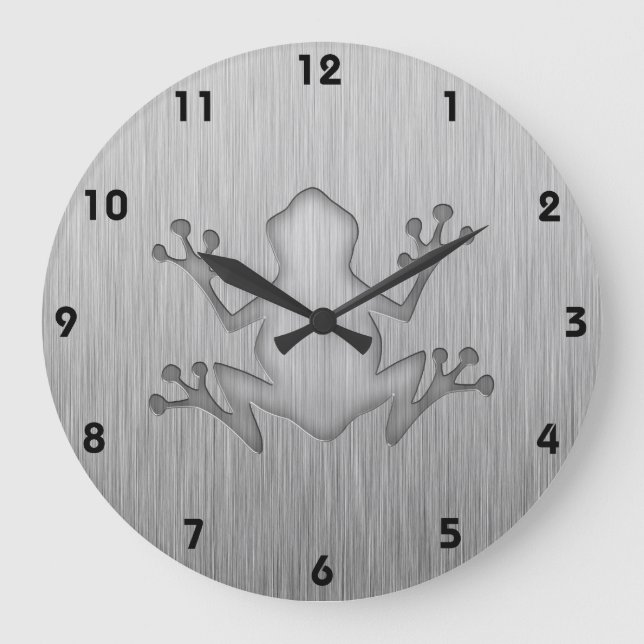 Grande Horloge Ronde Brushed metal look Frog (Recto)