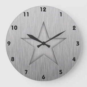 Grande Horloge Ronde Brushed metal-look star