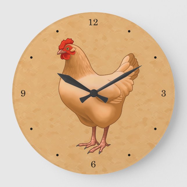 Grande Horloge Ronde Buff Orpington Poulet Hen (Recto)
