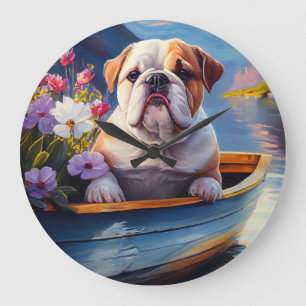 Grande Horloge Ronde Bulldog anglais sur une pagaie : une aventure Pitt