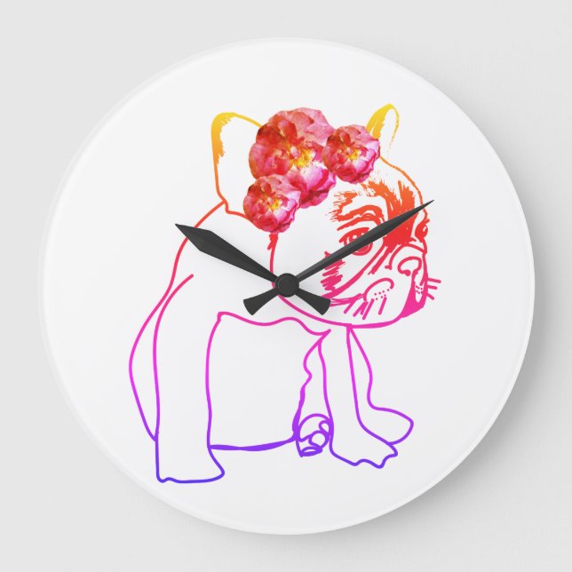 Grande Horloge Ronde Bulldog Français Chien Chien Doux Chien Chien Doux (Recto)