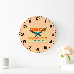Grande Horloge Ronde Bulle Disco Alphabet Police Gras Lettres Vintages