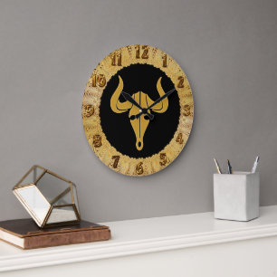 Grande Horloge Ronde Bulle d'or aux longues cornes 1